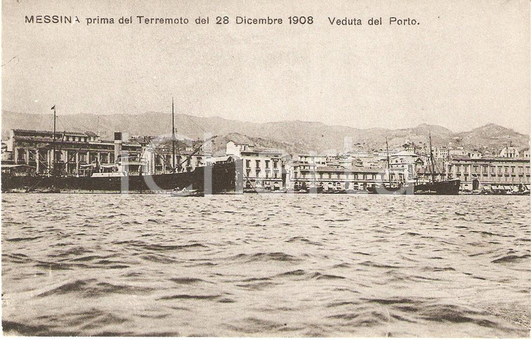 1930 ca MESSINA Veduta del PORTO prima del terremoto 1908 *Cartolina FP NV