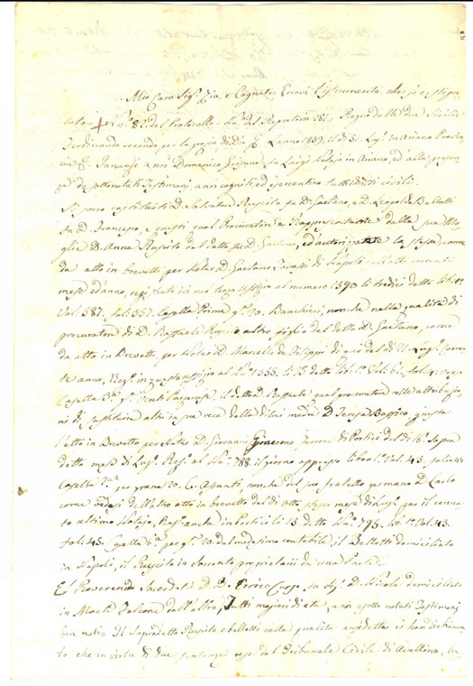 1839 ARIANO IRPINO (AV) Processo a Luigi CROCOLI per fondi LOMBA *Documento
