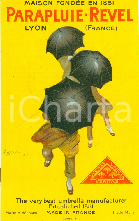1922 LYON (F) Ombrelli Parapluie REVEL Illustr. Leonetto CAPPELLO *Etichetta