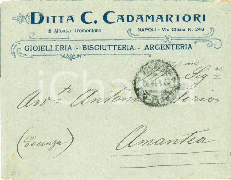 1914 NAPOLI Ditta CADAMARTORI Gioielleria argenteria BUSTA VUOTA