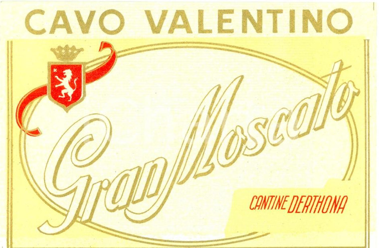 1960 ca TORTONA (AL) Etichetta Gran Moscato CAVO VALENTINO Cantine DERTHONA
