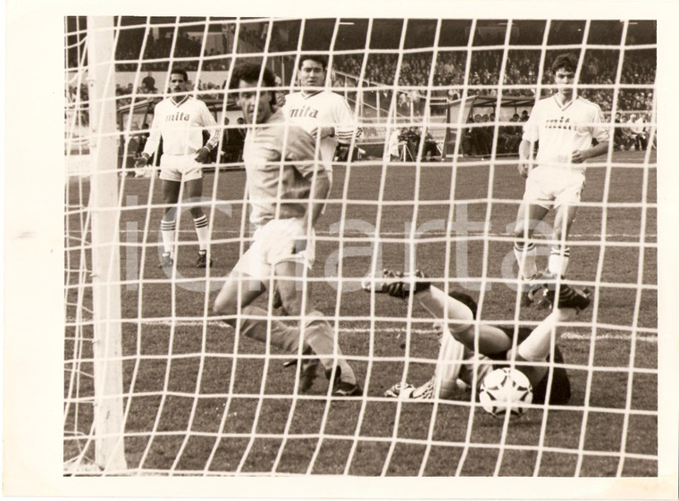 1989 NAPOLI - GENOA Calcio Gol di Antonio CARECA Sponsor MITA *Fotografia