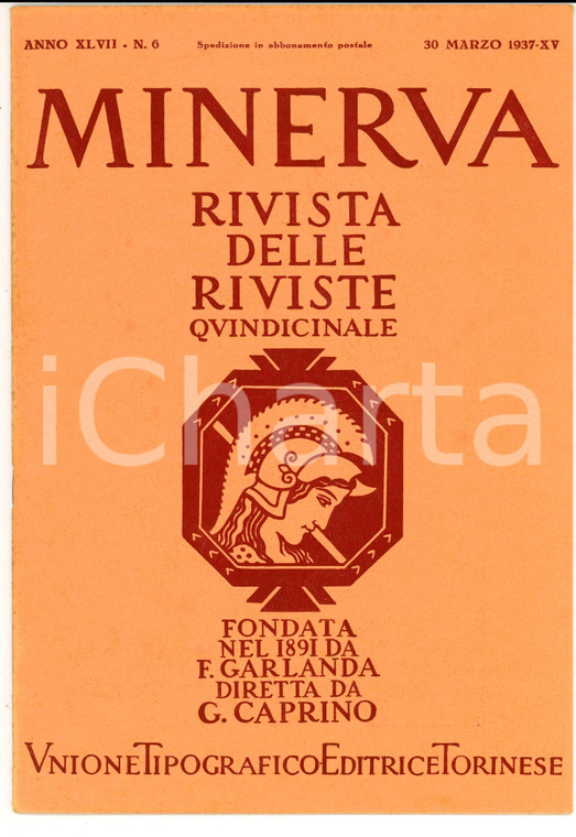 1937 MINERVA Rivista delle Riviste - Mussolini e la poesia *Anno XLVII n°6