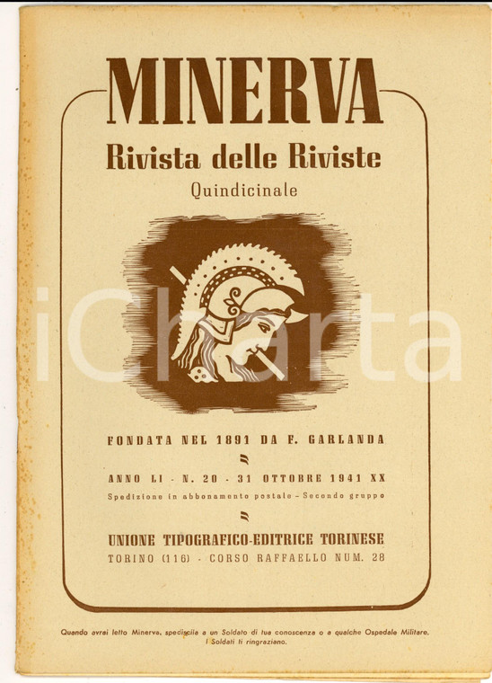 1941 MINERVA Rivista delle Riviste La Slovenia provincia italiana *Anno LI n° 20