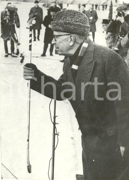 1960 ca Re GUSTAVO VI DI SVEZIA in tenuta da sci *Foto