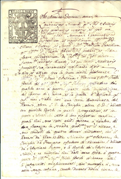 1763 ALBISSOLA MARINA (SV) Terreni Marc'Antonio e Giacomo GENTILE *Carta bollata