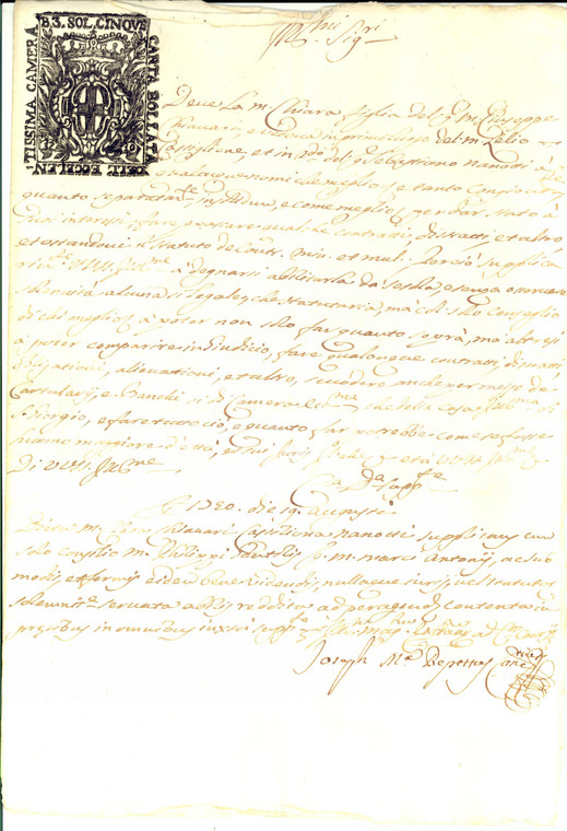 1740 GENOVA Vedova Chiara CHIAVARI CASTIGLIONE acquista capacità giuridica