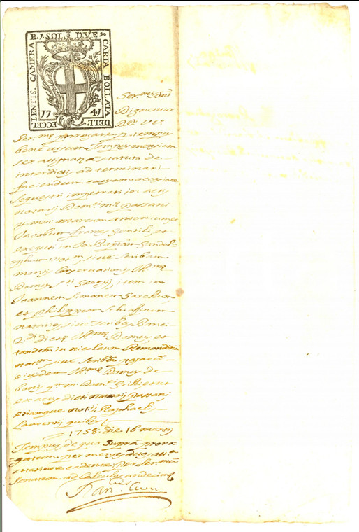 1758 GENOVA Proroga istanza di sequestro marchesi GENTILE - Domenico GRILLO