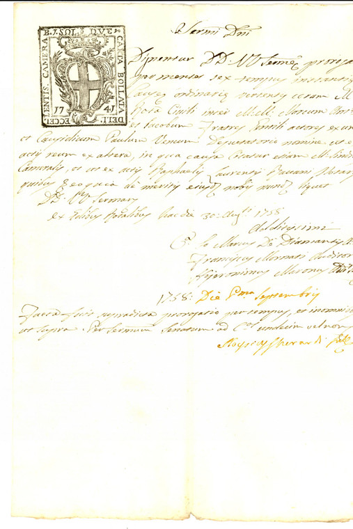 1758 GENOVA Proroga lite marchesi GENTILE vs Paolo VENCO *Manoscritto