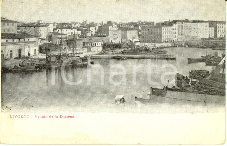 1900 ca LIVORNO Veduta della darsena *Cartolina ANIMATA FP NV