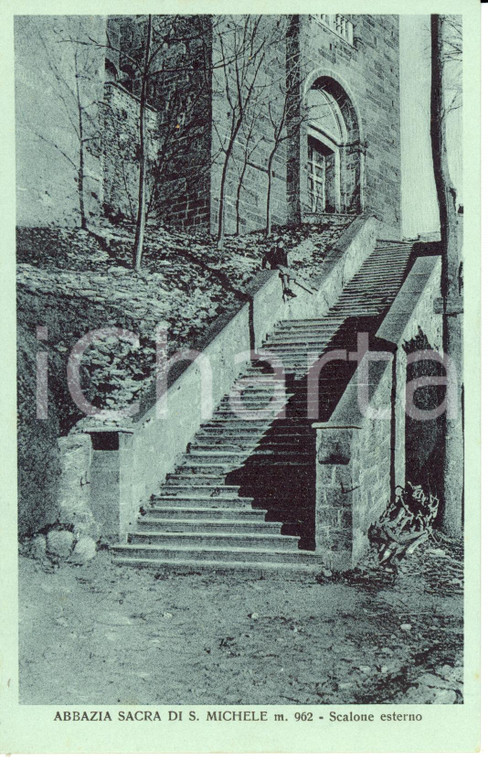 1937 SANT'AMBROGIO DI TORINO Sacra SAN MICHELE scalone esterno *Cartolina FP NV