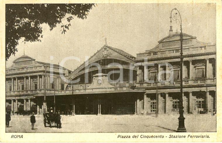 1930 ca ROMA Stazione ferroviaria Piazza del CINQUECENTO Cartolina ANIMATA FP NV