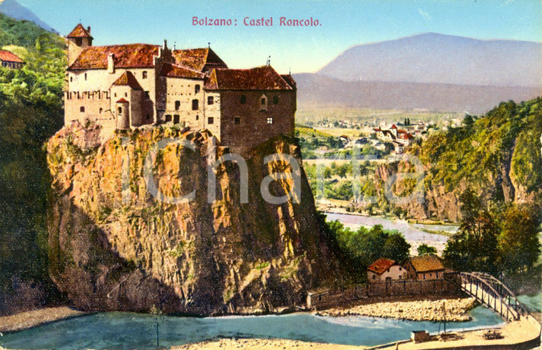 1935 ca BOLZANO Castel RONCOLO con panorama *Cartolina illustrata FP NV