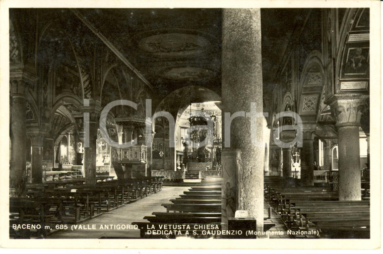 1940 ca BACENO (VB) Interno chiesa SAN GAUDENZIO in Valle ANTIGORIO *FP NV