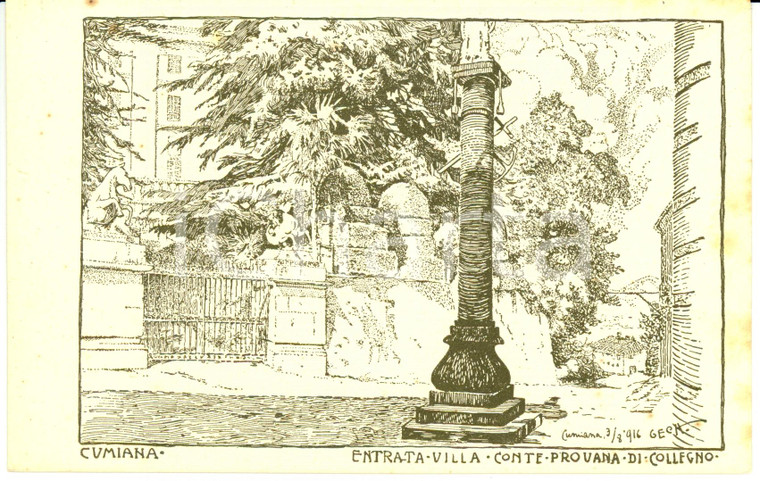 1916 CUMIANA (TO) Entrata villa CONTI PROVANA di COLLEGNO *ILLUSTRATA GECH FP NV