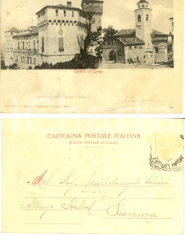 1900 ca LERMA (AL) Veduta del castello *Cartolina postale FP VG