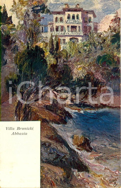 1910 ca ABBAZIA / OPATIJA (CROAZIA) Veduta di villa BRUNICKI *ILLUSTRATA FP NV