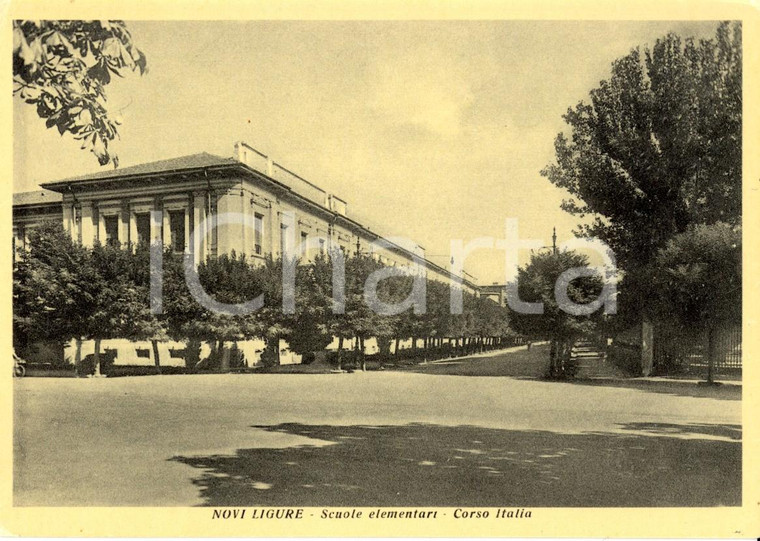 1940 ca NOVI LIGURE (AL) Veduta di corso ITALIA con le scuole elementari *FG NV