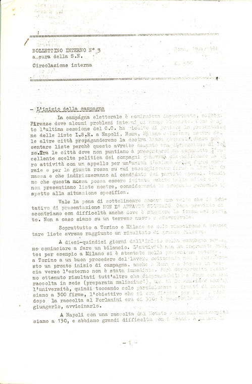 1982 ROMA LEGA SOCIALISTA RIVOLUZIONARIA inizia la campagna elettorale
