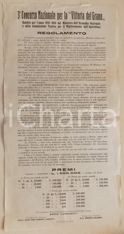 1925 MILANO 3° Concorso Nazionale VITTORIA DEL GRANO *Manifestino (2)