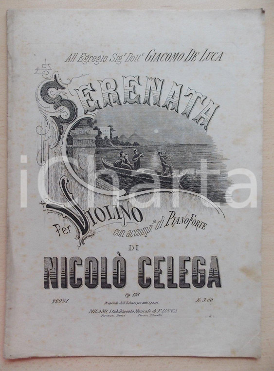 1890 ca Nicolò CELEGA Serenata per violino e pianoforte *F.LLI Francesco LUCCA