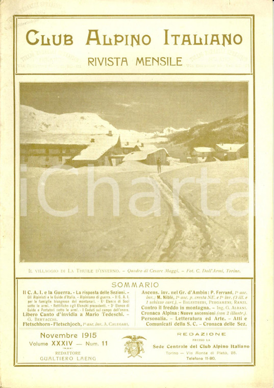 1915 RIVISTA CLUB ALPINO ITALIANO CAI Canto d'invidia a Mario TEDESCHI *N° 11