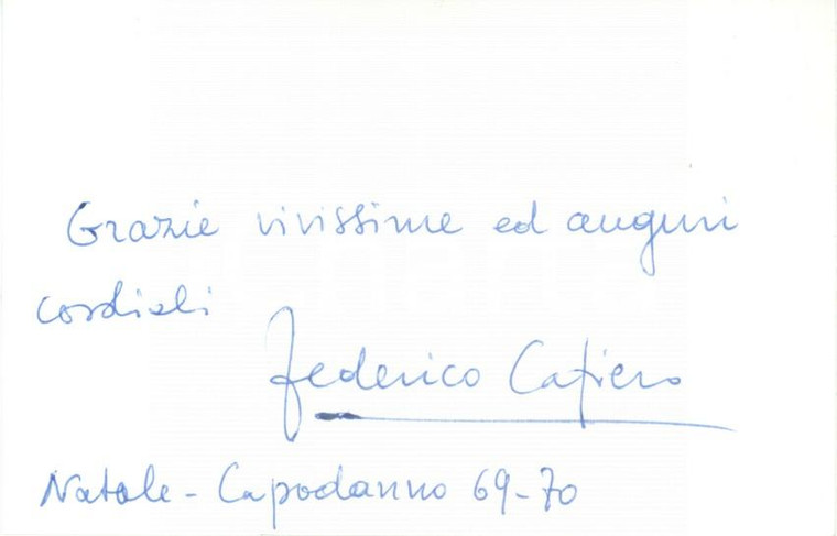 1969 NAPOLI ? Matematico Federico CAFIERO invia auguri di Natale *AUTOGRAFO