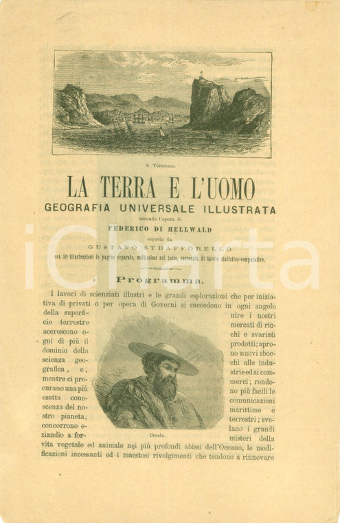 1878 Gustavo STRAFFORELLO La Terra e l'uomo Federico DI HELLWALD Programma opera