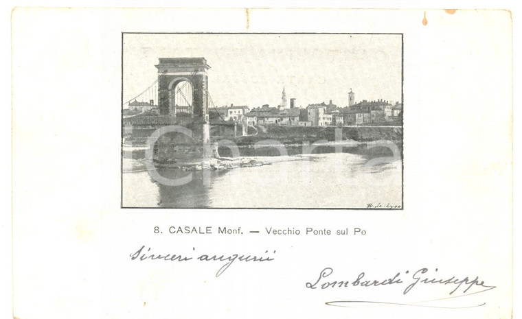 1900 ca CASALE MONFERRATO (AL) Vecchio ponte sul PO *Cartolina postale FP VG
