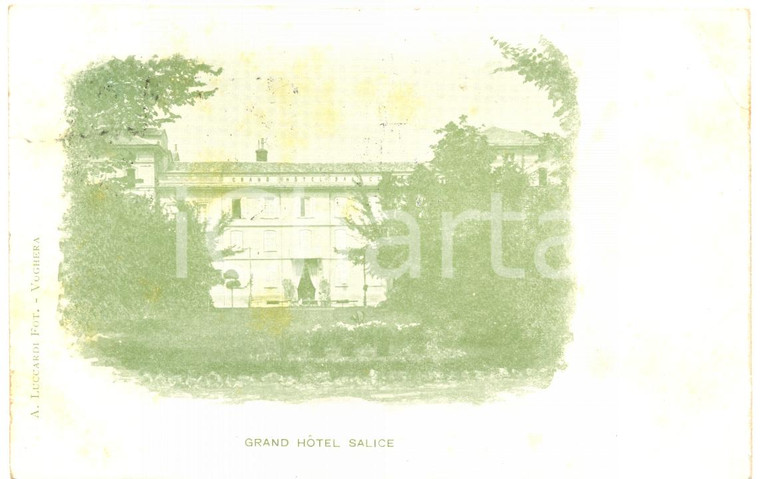 1903 SALICE TERME (PV) Veduta del GRAND HOTEL *Cartolina postale FP VG