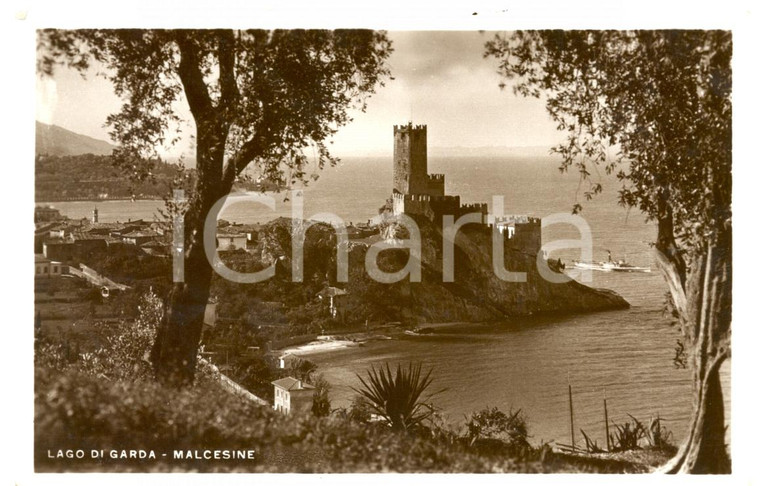 1950 ca MALCESINE (VR) Castello Scaligero Lago di GARDA *Cartolina ANIMATA FP NV