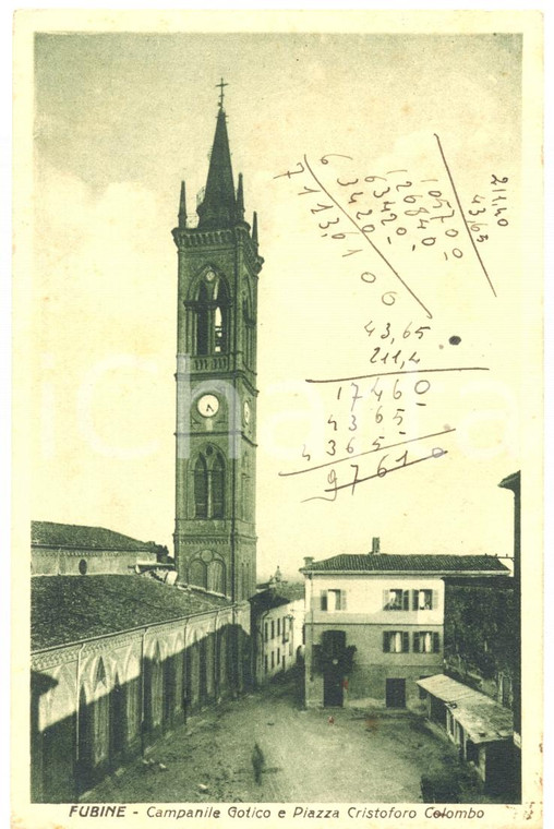 1935 FUBINE (AL) SANTA MARIA ASSUNTA Piazza CRISTOFORO COLOMBO *DANNEGGIATA FP