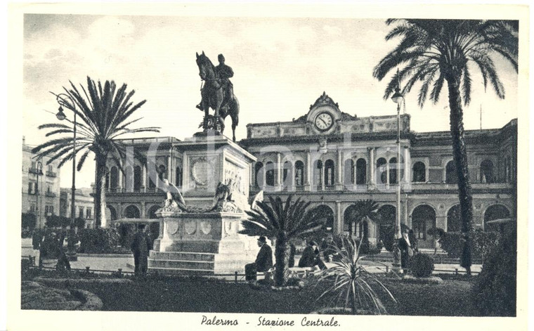 1940 ca PALERMO Giardino Stazione Centrale *Cartolina postale ANIMATA FP NV