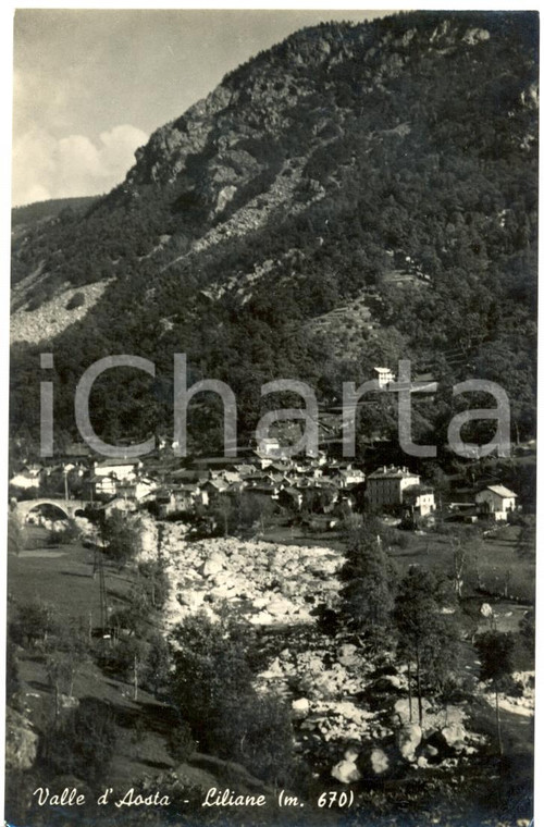 1951 MORGEX (AO) Panorama con Cascate LILIANE *Cartolina postale FP VG