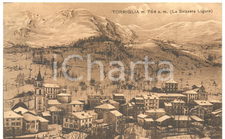 1929 TORRIGLIA (GE) Panorama della SVIZZERA LIGURE *Cartolina postale FP VG