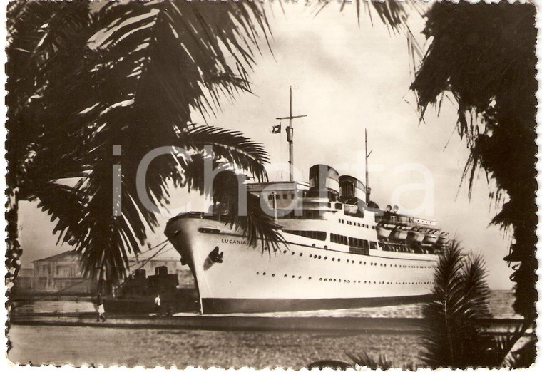 1956 FRATELLI GRIMALDI Armatori Transatlantico LUCANIA Marina militare Cartolina