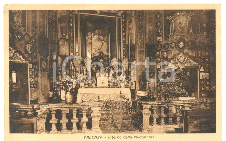1934 VALENZA (AL) Altare interno MADONNINA *Cartolina postale FP VG