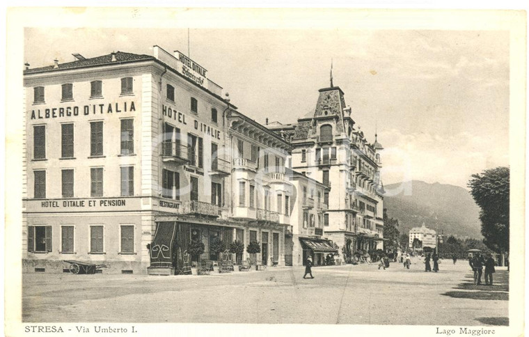 1925 STRESA (VB) Via UMBERTO I e Hotel d'ITALIE *Cartolina ANIMATA FP NV
