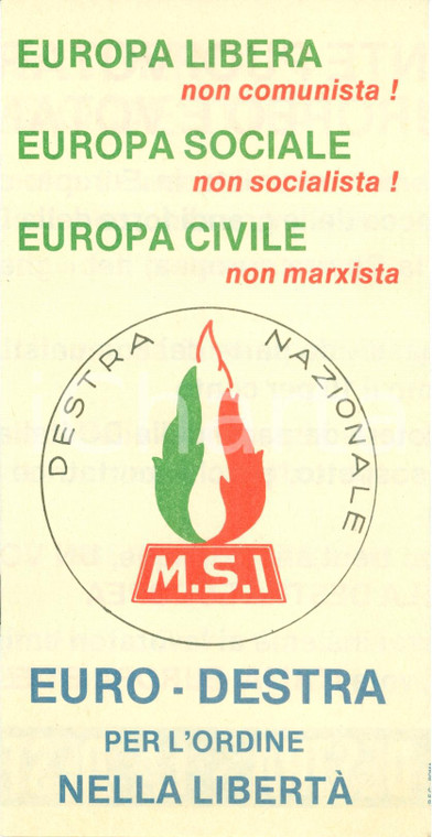 1970 ca PROPAGANDA POLITICA MSI contro eurocomunismo e DC *Opuscolo pieghevole