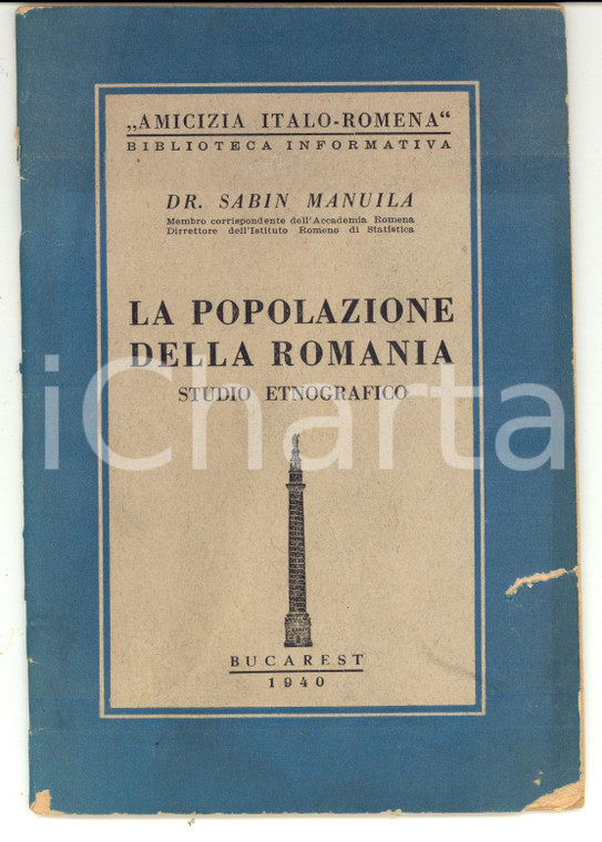 1940 Sabin MANUILA La popolazione della ROMANIA *Studio etnografico