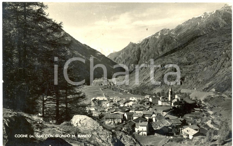 1958 COGNE (AO) Panorama con MONTE BIANCO *Cartolina postale FP VG