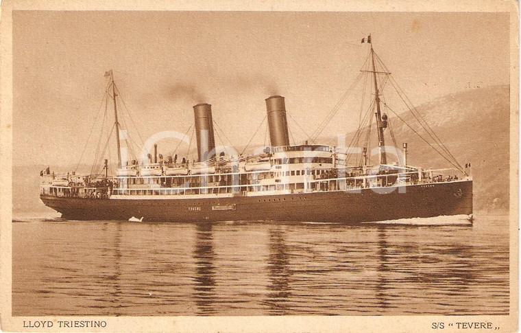 1925 ca LLOYD TRIESTINO Piroscafo TEVERE Marina Mercantile *Cartolina FP NV