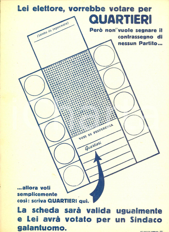 1951 AREA MODENESE Propaganda politica PCI Elezioni Comunali Votate QUARTIERI