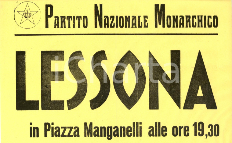 1948 CATANIA Alessandro LESSONA Piazza MANGANELLI Partito Monarchico Manifesto