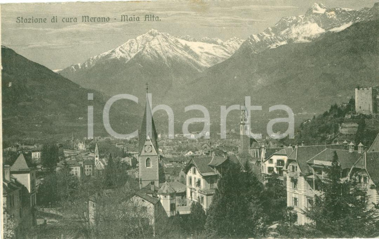 1924 MERANO (BZ) Veduta stazione di cura MAIA ALTA *Cartolina FP VG