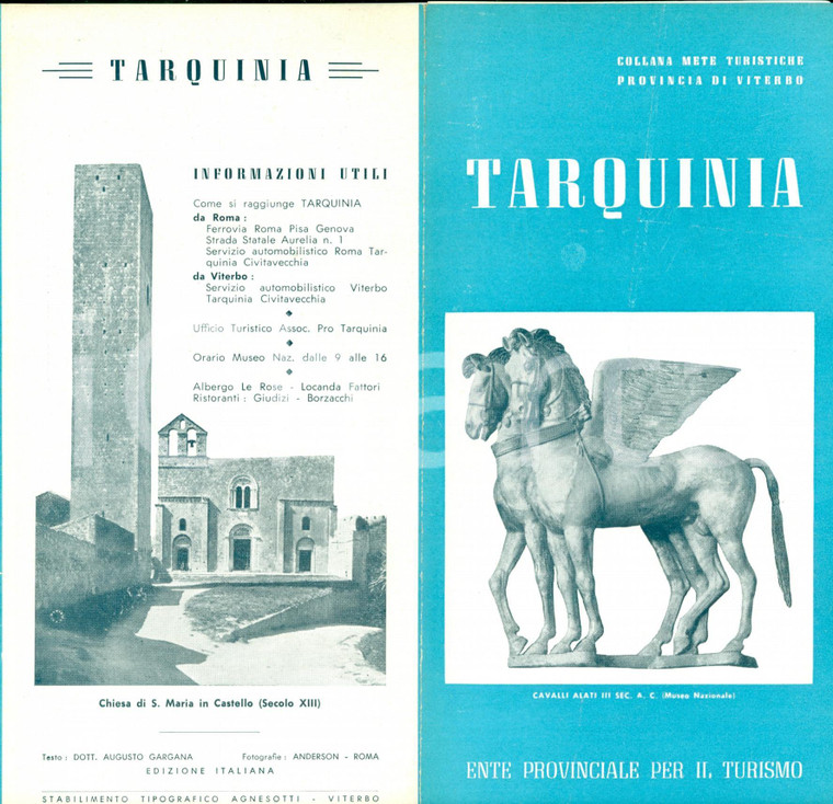 1950 ca TARQUINIA (VT) Itinerari e monumenti turismo ILLUSTRATO *Opuscolo