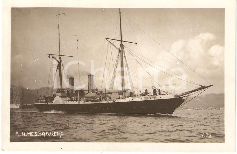 1920 ca MARINA MILITARE Regia nave MESSAGGERO Avviso a ruote *Cartolina FP NV