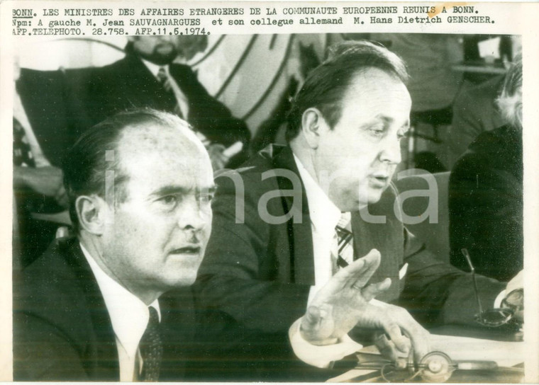 1974 BONN (GERMANIA) Ministri Jean SAUVAGNARGUES Hans Dietrich GENSCHER *Foto