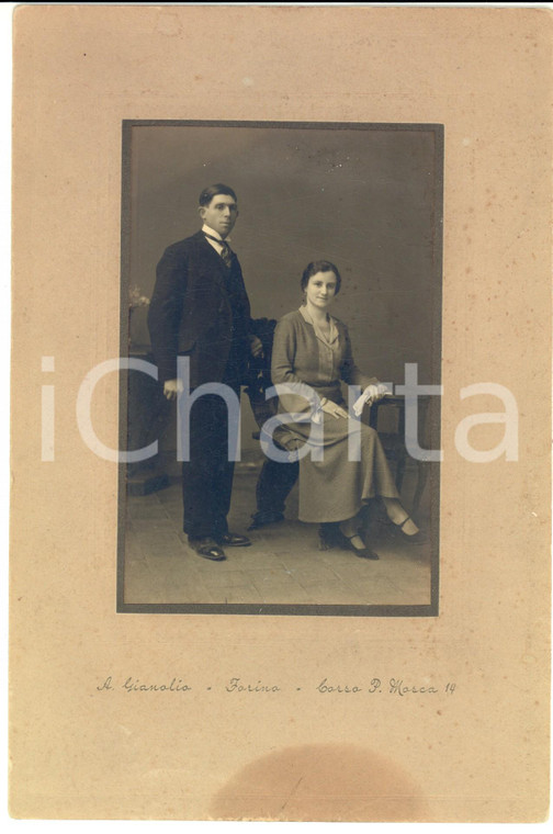 1930 ca TORINO Ritratto di una giovane coppia *Foto A. GIANOLIO 18x24 cm