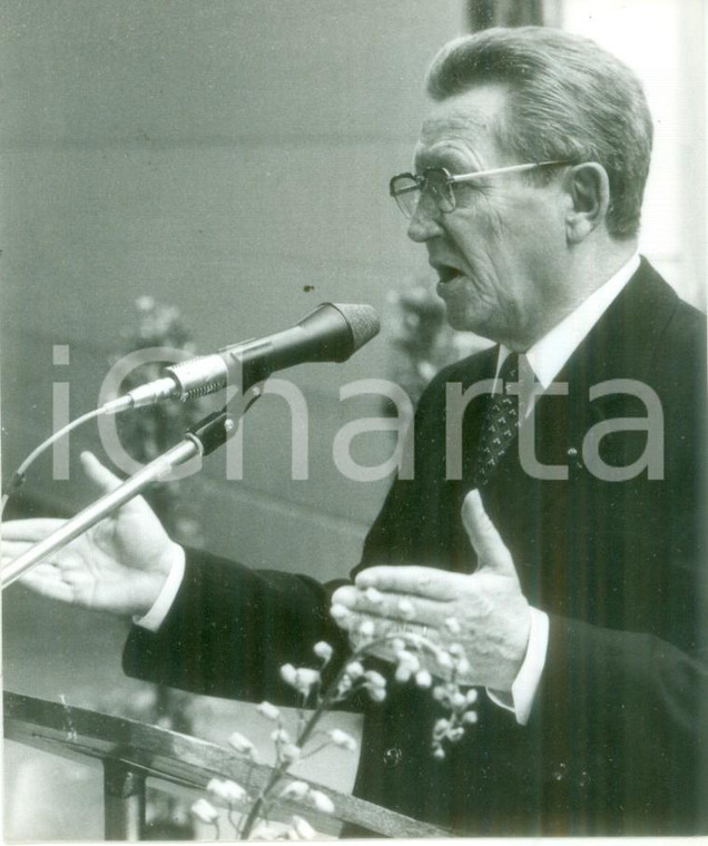 1980 STRASBOURG (FRANCE) Sindacalista Théo BRAUN in conferenza stampa Fotografia